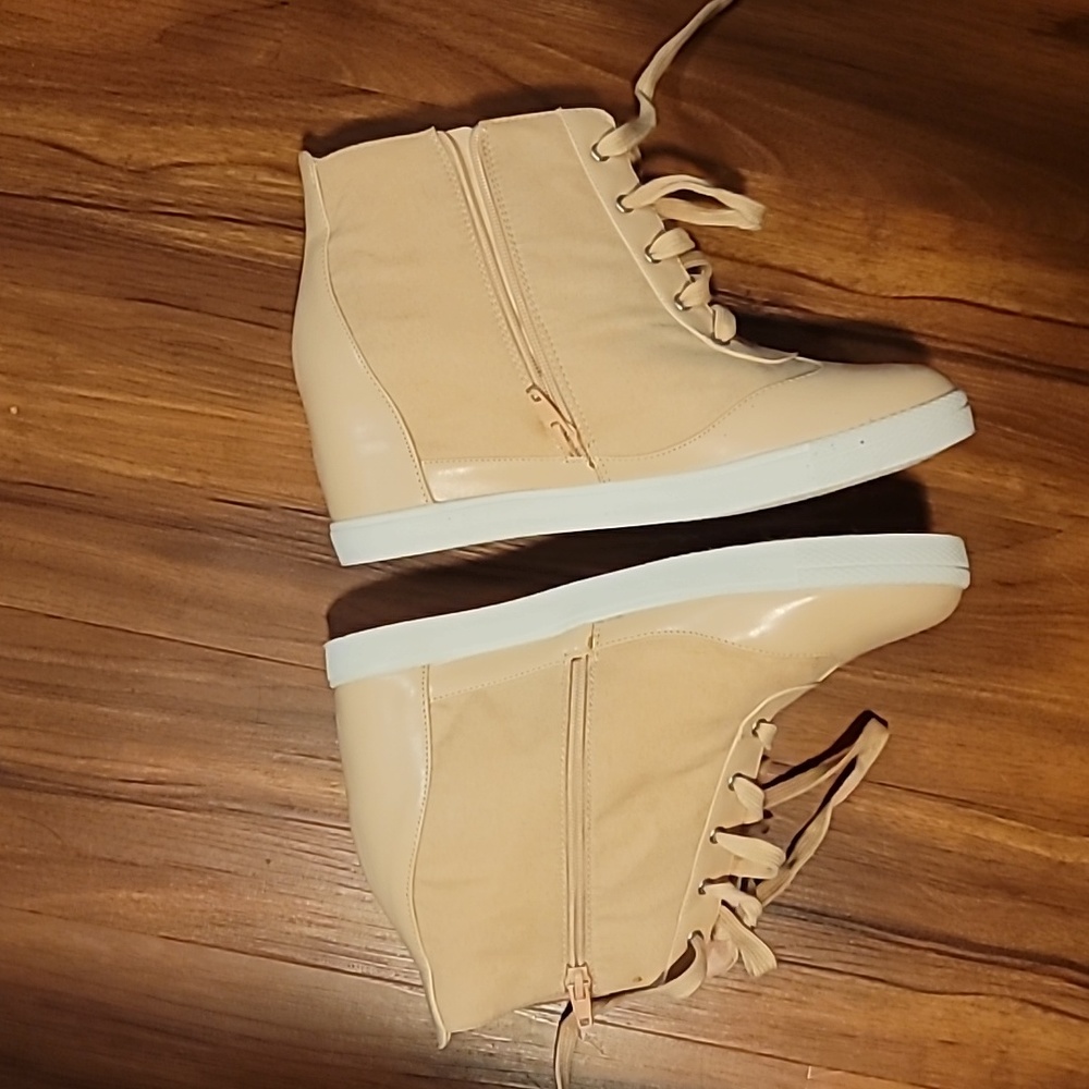 Blush wedge sneakers
